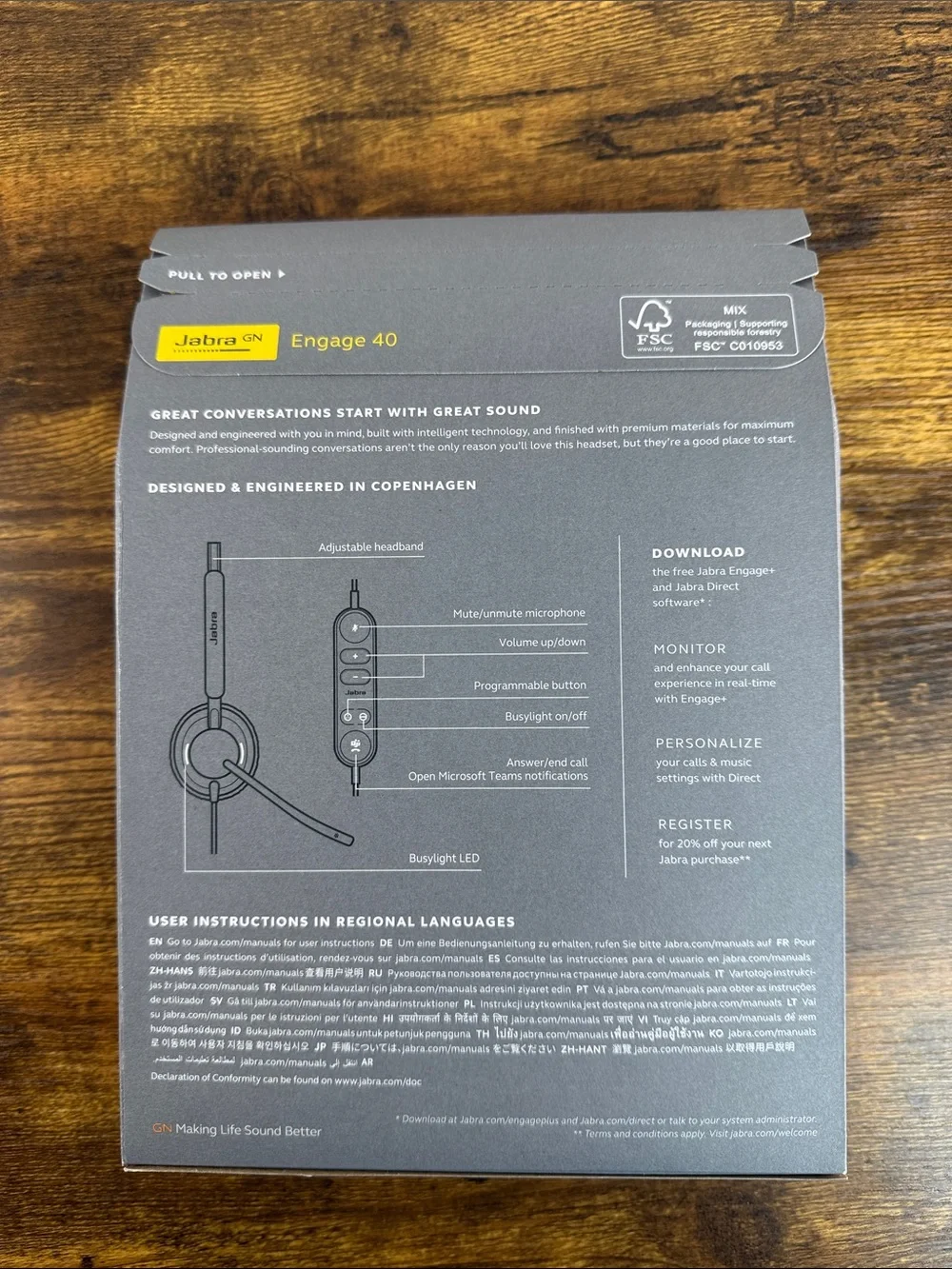 NWT Jabra Engage 40 Mono Headset in Gray, Never Opened Box